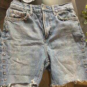 Zara Light diamond Studded Denim Jean Shorts